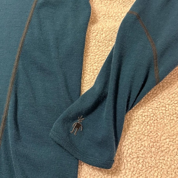 Smartwool Teal Classic Thermal Merino Base Layer 1/4 Zip Pullover - Picture 10 of 11